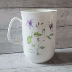Fine Bone China Rose Of England Viola Riviniana Mug With Floral Design & Green R